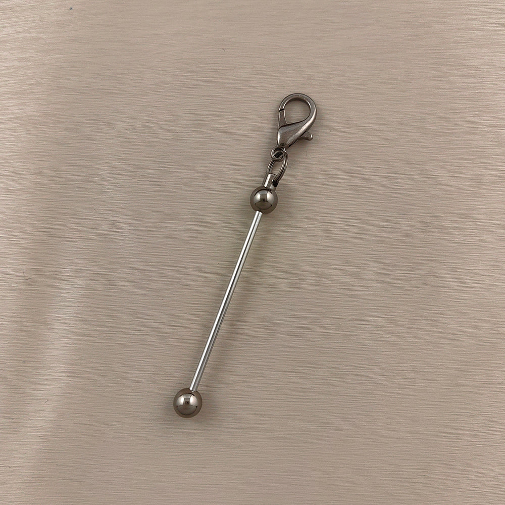 Creative Beadable Bar Mini Metal DIY Beadable Keychains-2PCS