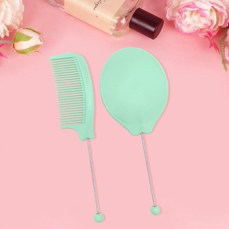 Creative Cartoon Cute Solid Color Portable Color Comb Mirror Set-1 SET