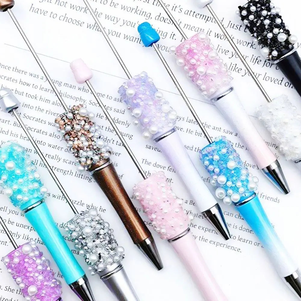 Starry Rhinestones and White Pearls DIY Beadable Pens
