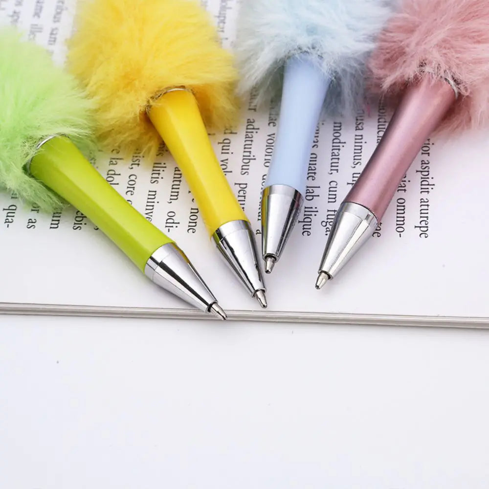 Plush Pom Pom Beadable Pen in Solid Colors DIY Pen