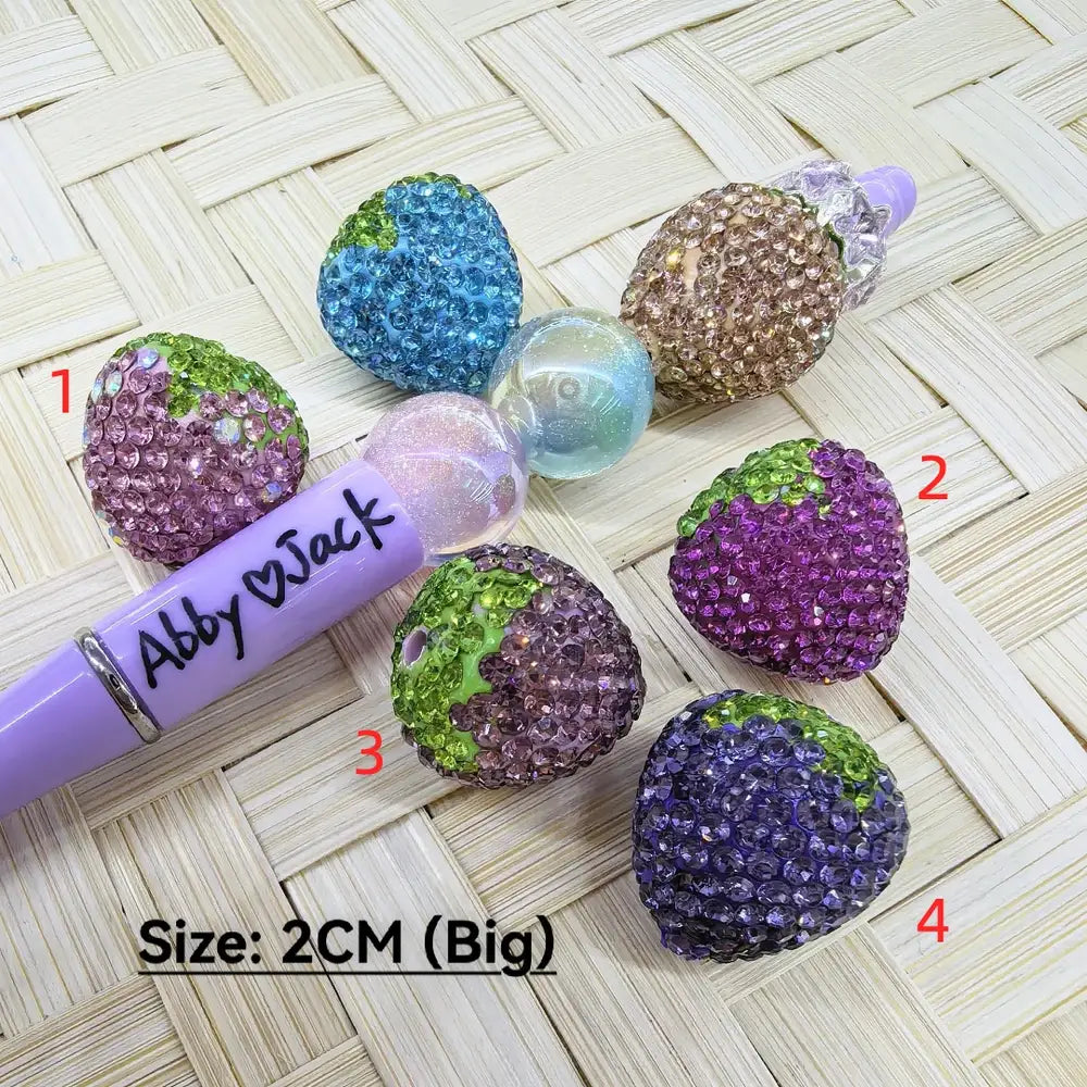 2CM Strawberry Clay Rhinestone Beads