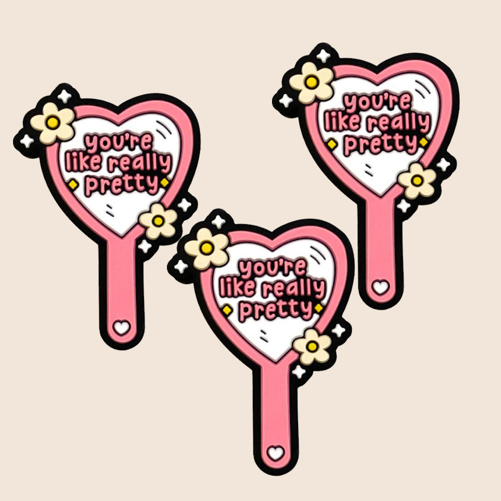 Cartoon Flower Love Heart Mirror Pattern Silicone Beads-10PCS