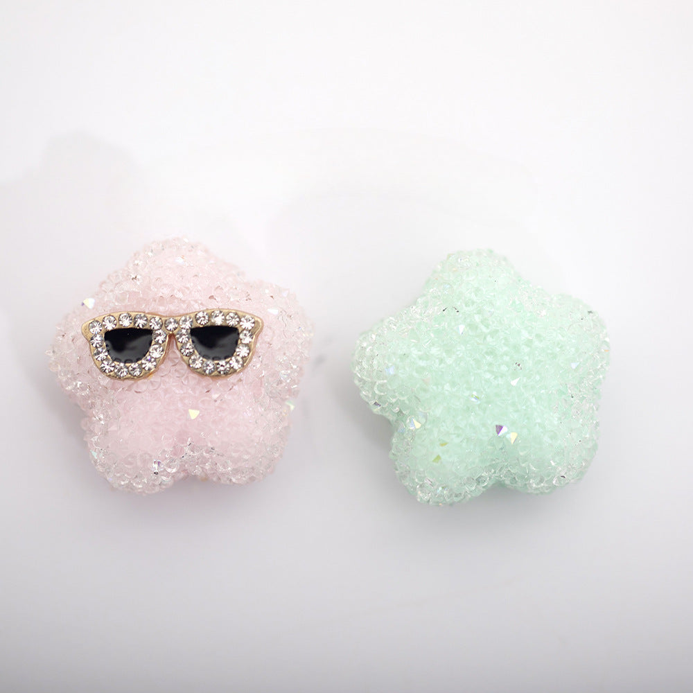 Acrylic Small Star Sugar Pen Caps Beaded-2PCS