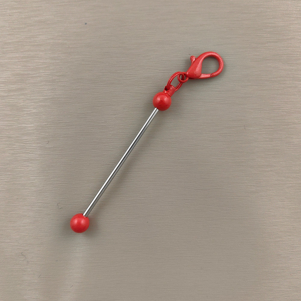 Creative Beadable Bar Mini Metal DIY Beadable Keychains-2PCS