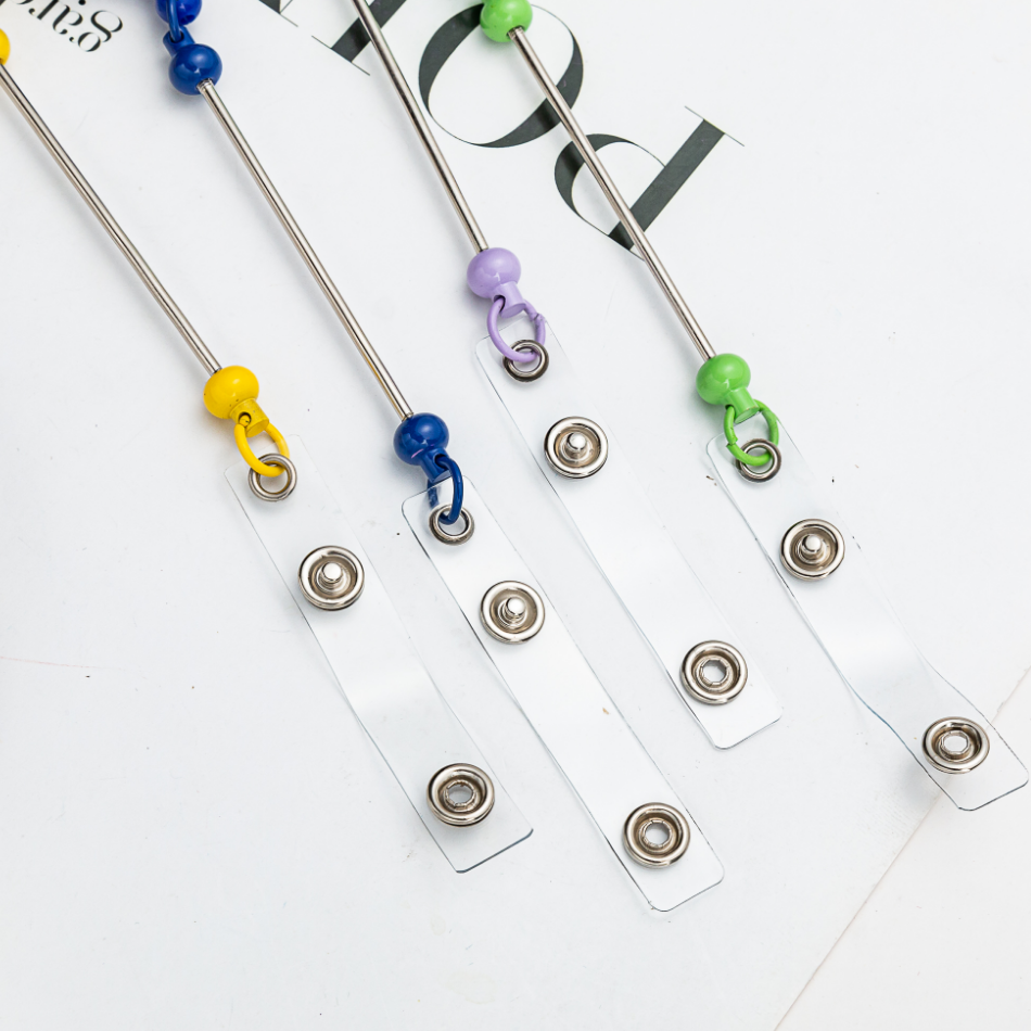 Badge Reels DIY Beadable Bar Retractable Keychain-2PCS