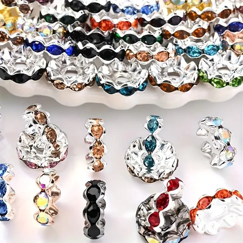12MM Color Wave Rhinestone Diamond Ring Spacer Bead Spacer Jewelry Accessories Bead-100PCS