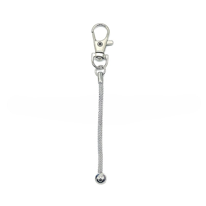Creative DIY Beaded Metal Stainless Steel Round Mesh Chain Keychain-2PCS