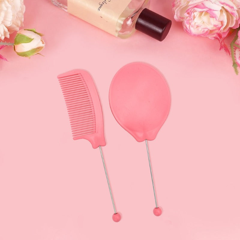 Creative Cartoon Cute Solid Color Portable Color Comb Mirror Set-1 SET