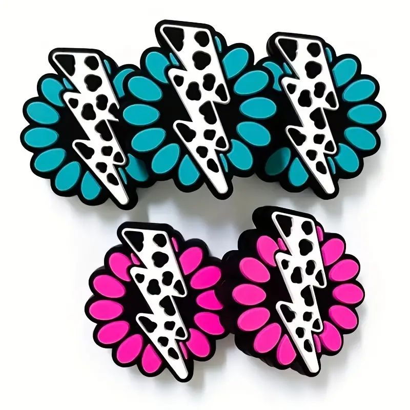 Cartoon Milk Pattern Flower Silicone Beads-10PCS