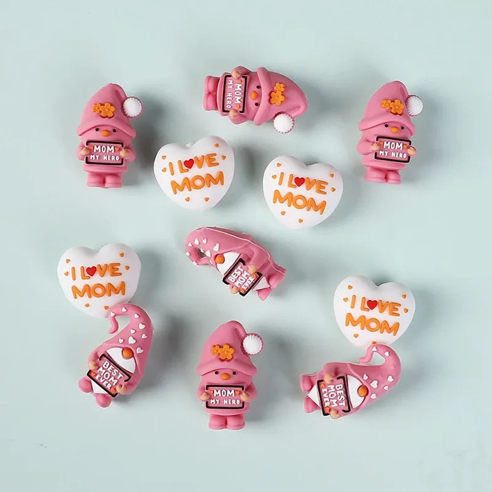 3D Mother's Day Silicone Focal Beads for DIY Pens Keychains