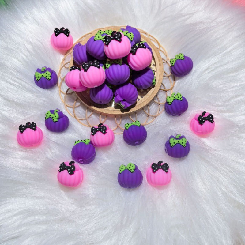 3D Pumpkin Braid Silicone Cartoon Beads -10PCS