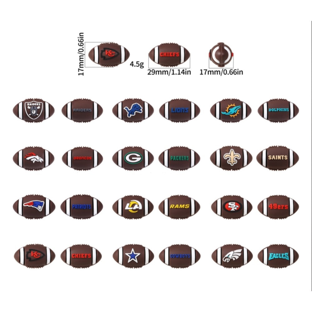 3D Rugby Pattern Silicone Beads-10PCS