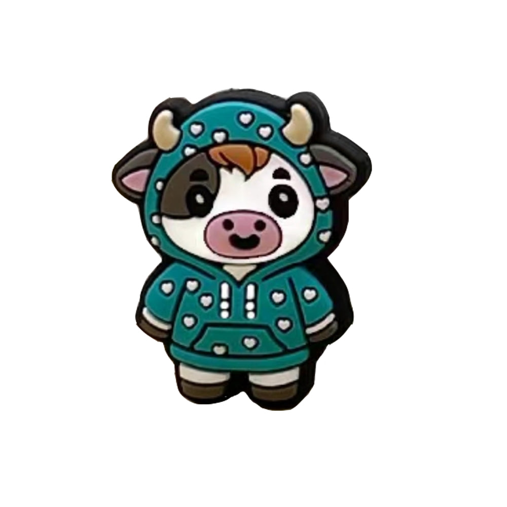 Cartoon Animal Cow Image Silicone Beads-10PCS