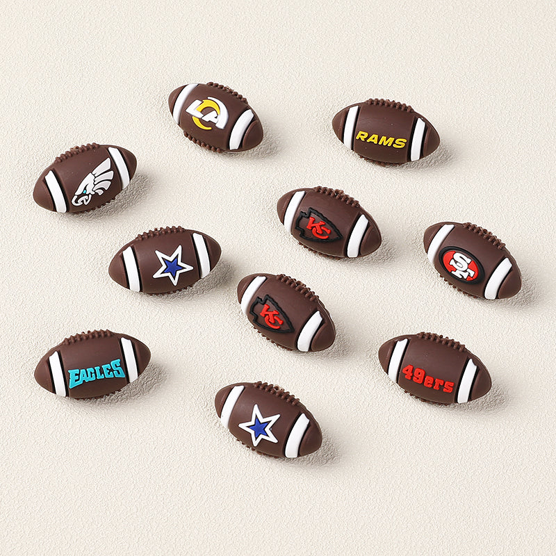 Baseball Pattern Silicone Beads-10PCS