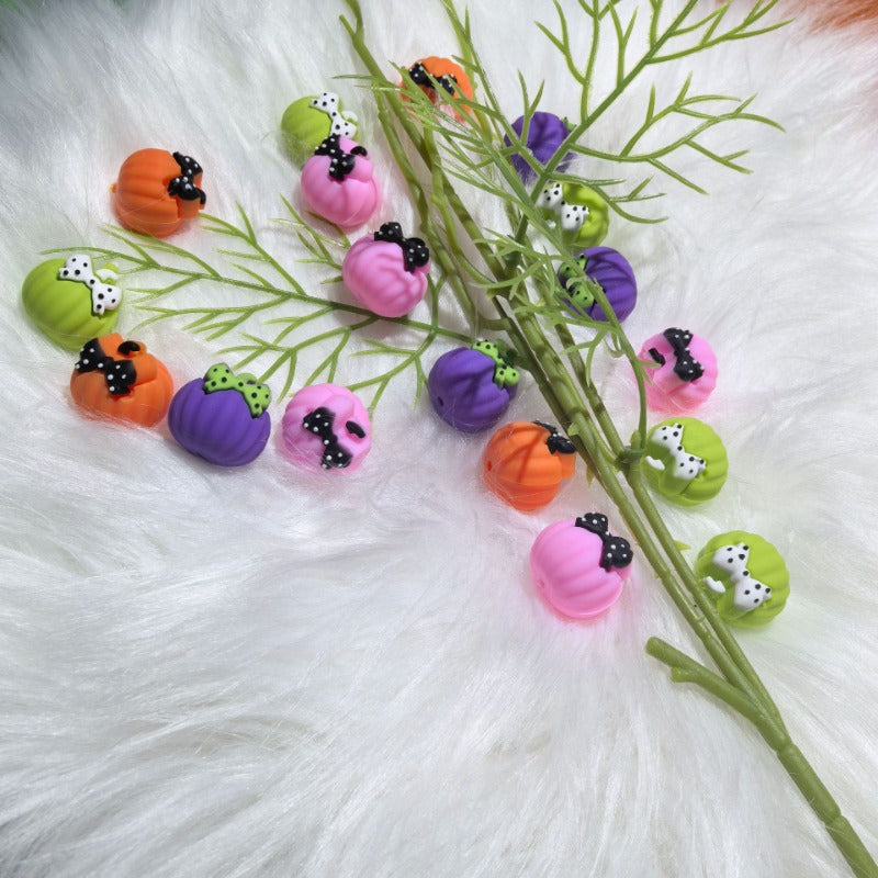 3D Pumpkin Braid Silicone Cartoon Beads -10PCS