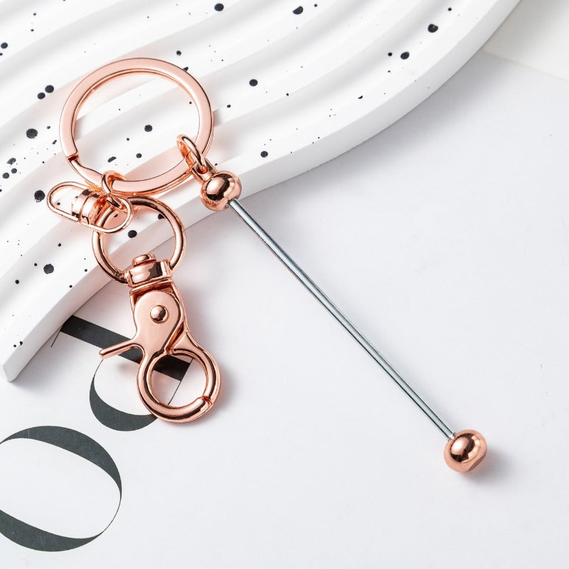 Creative Beadable Bar Keychains Handmade Metal Solid Color Keychain-2PCS