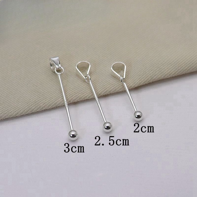 Creative S925 Silver Screw Round Bead Necklace Pendant Clasp DIY Accessories-1PCS