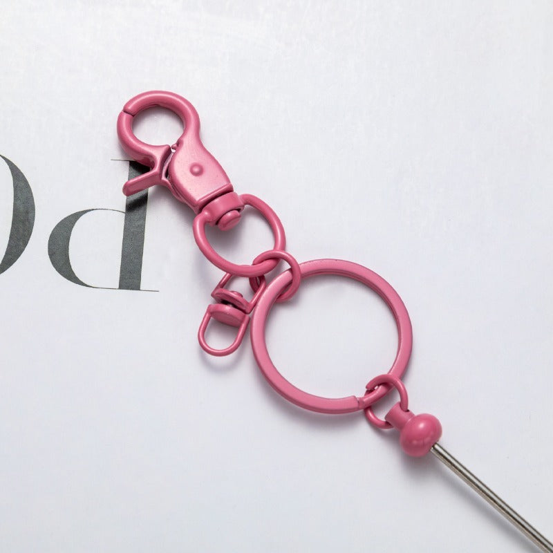 Creative Beadable Bar Keychains Handmade Metal Solid Color Keychain-2PCS