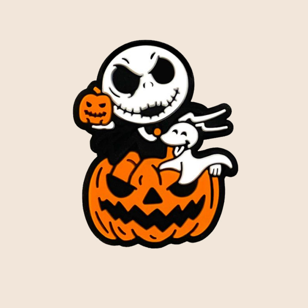 Cartoon Halloween Evil Pumpkin Pattern Silicone Beads-10PCS
