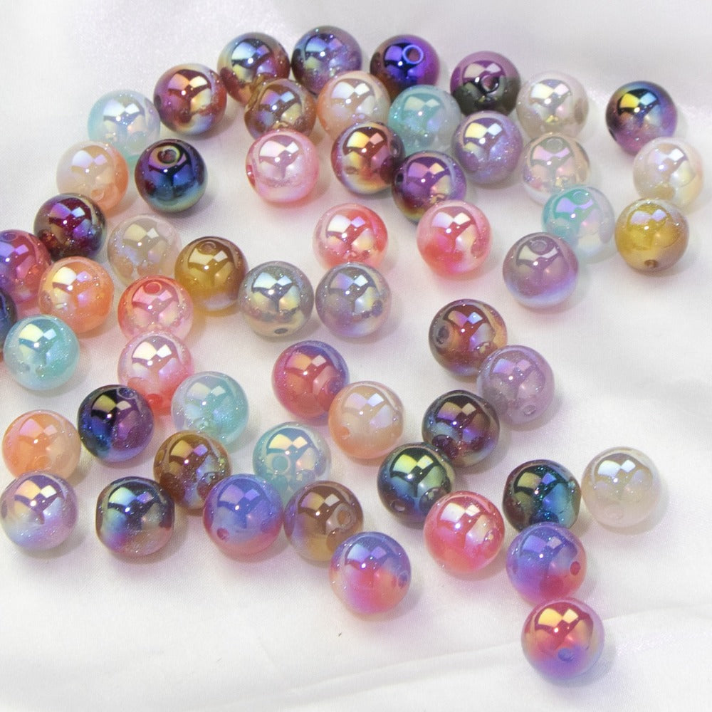 Starry Sky Two-color Gilded Round Beads-50PCS