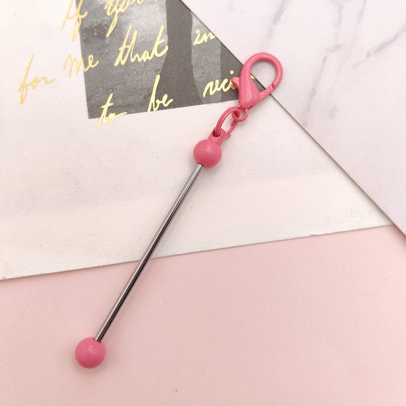 Creative Beadable Bar Mini Metal DIY Beadable Keychains-2PCS