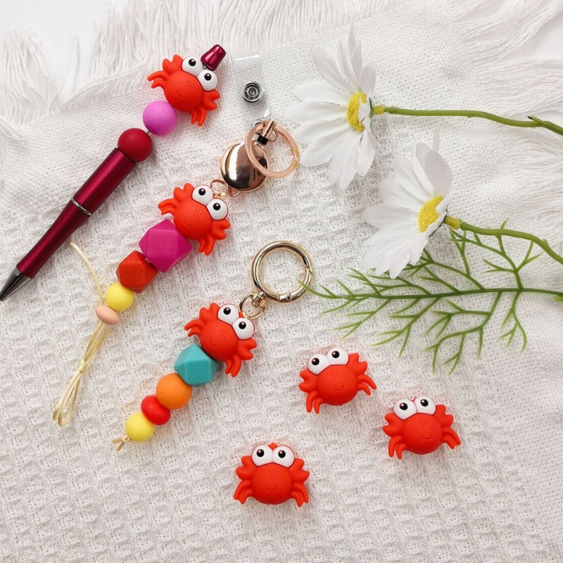 3D DIY Crab Cartoon Silicone Beads-10PCS