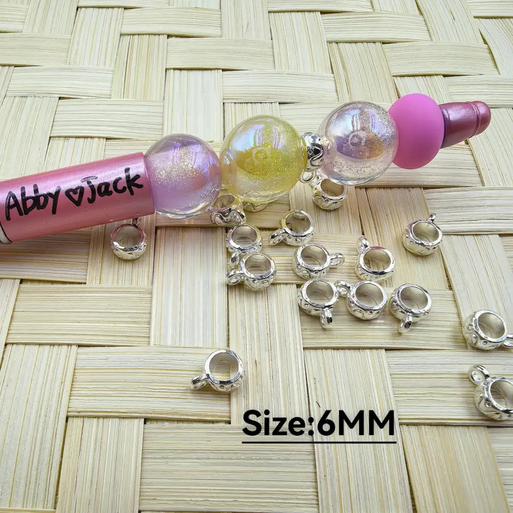 6MM Silver Color Bail Beads, Won't Fade