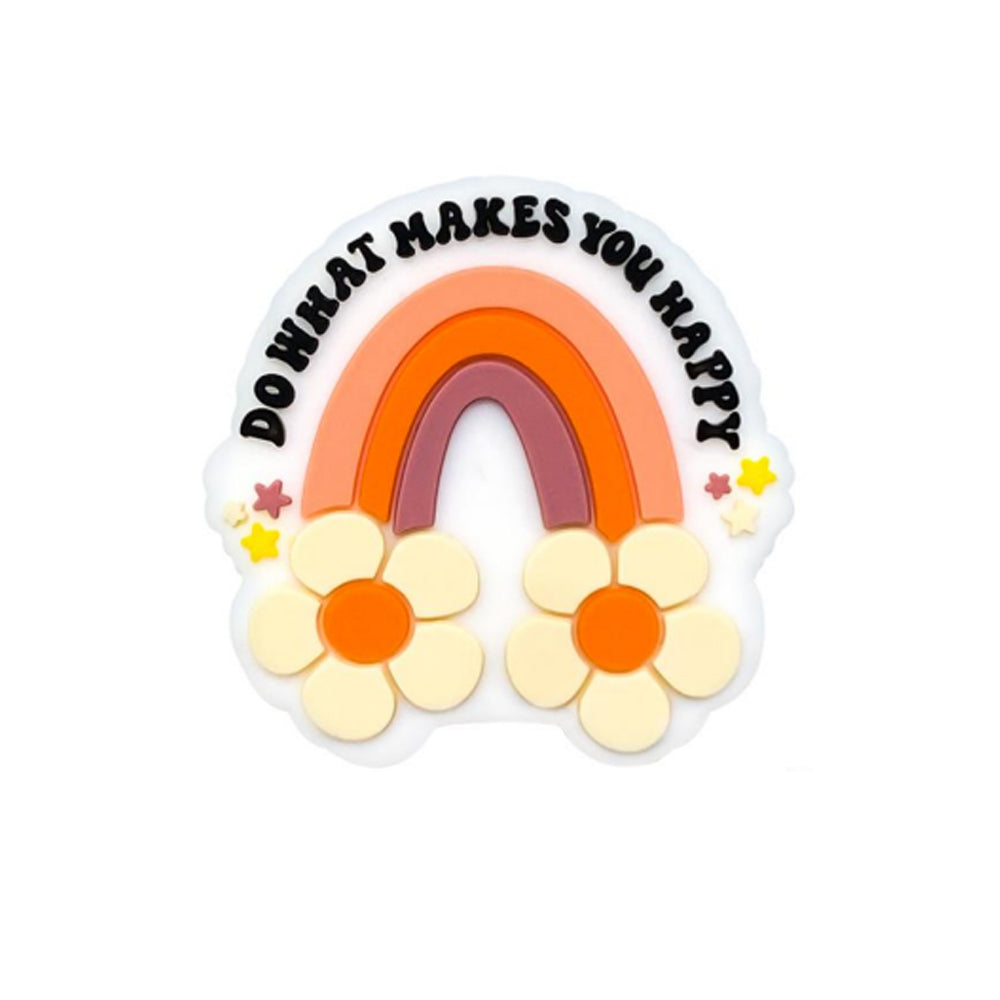 Cartoon Flower Rainbow Letter Pattern Silicone Beads-10PCS