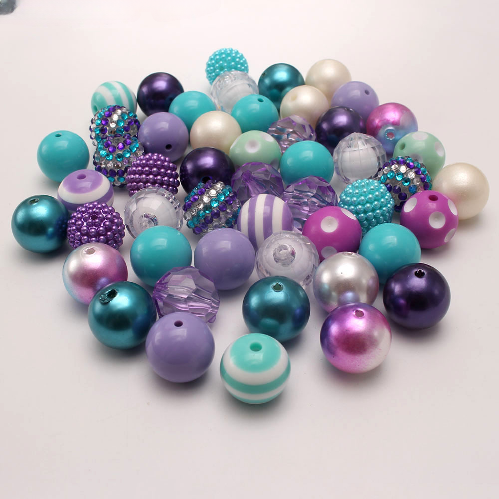 Ocean Wind Mermaid Color 20MM Acrylic Beads Bubblegum Beads-50PCS