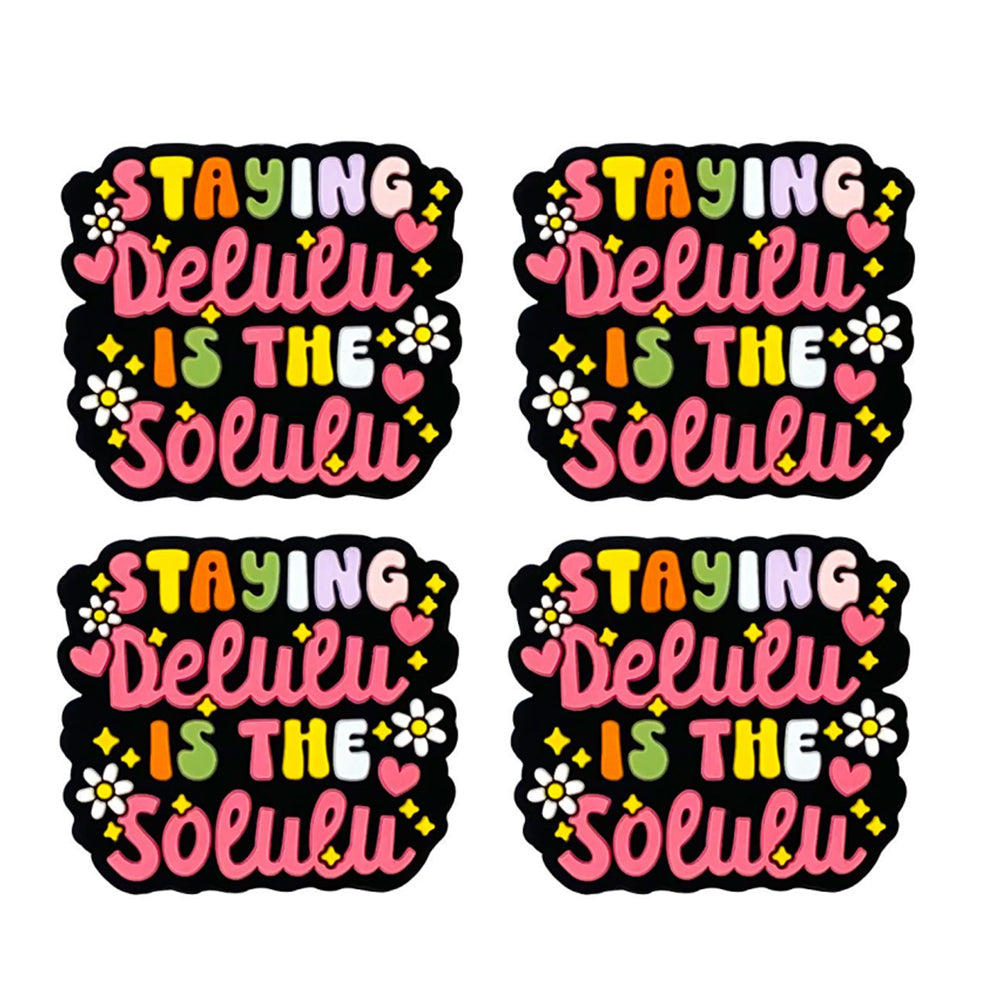 Cartoon Love Color Letters Flower Pattern Silicone Beads-10PCS