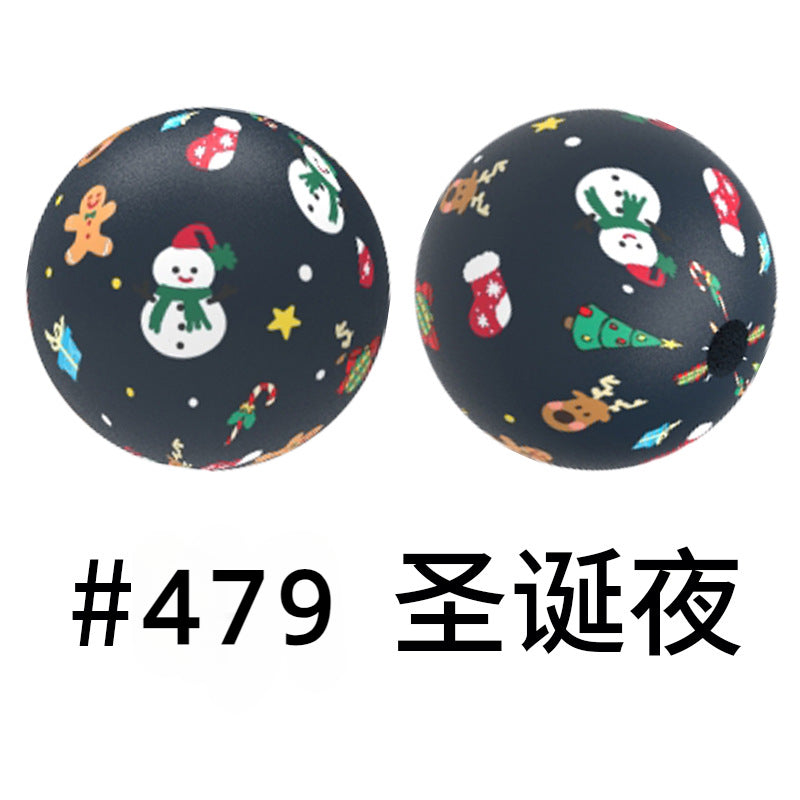 16mm Colorful Silicone Water Transfer Beads Print Silicone Beads-50PCS