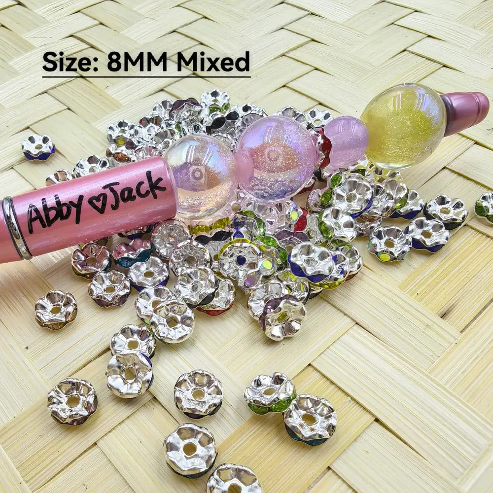 8MM Colorful Rhinestones Wavy Metal Spacer