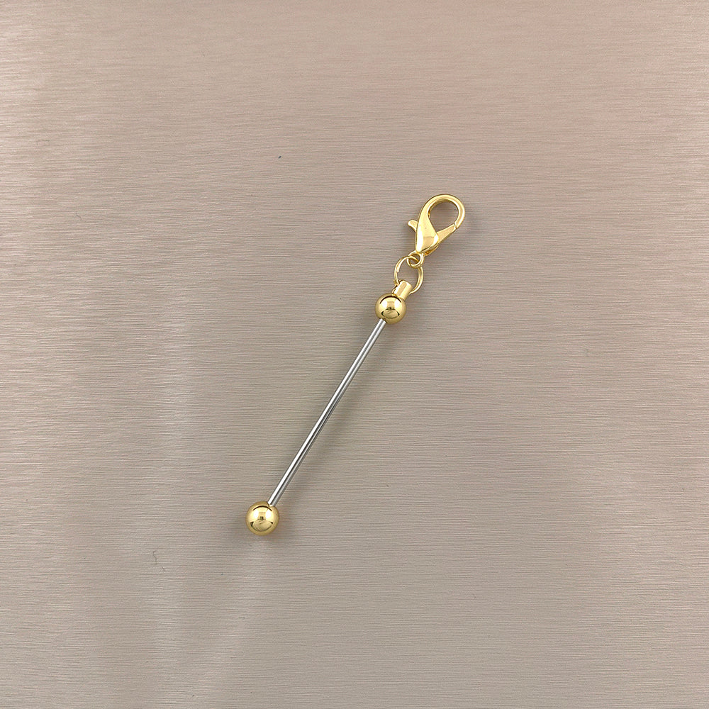 Creative Beadable Bar Mini Metal DIY Beadable Keychains-2PCS