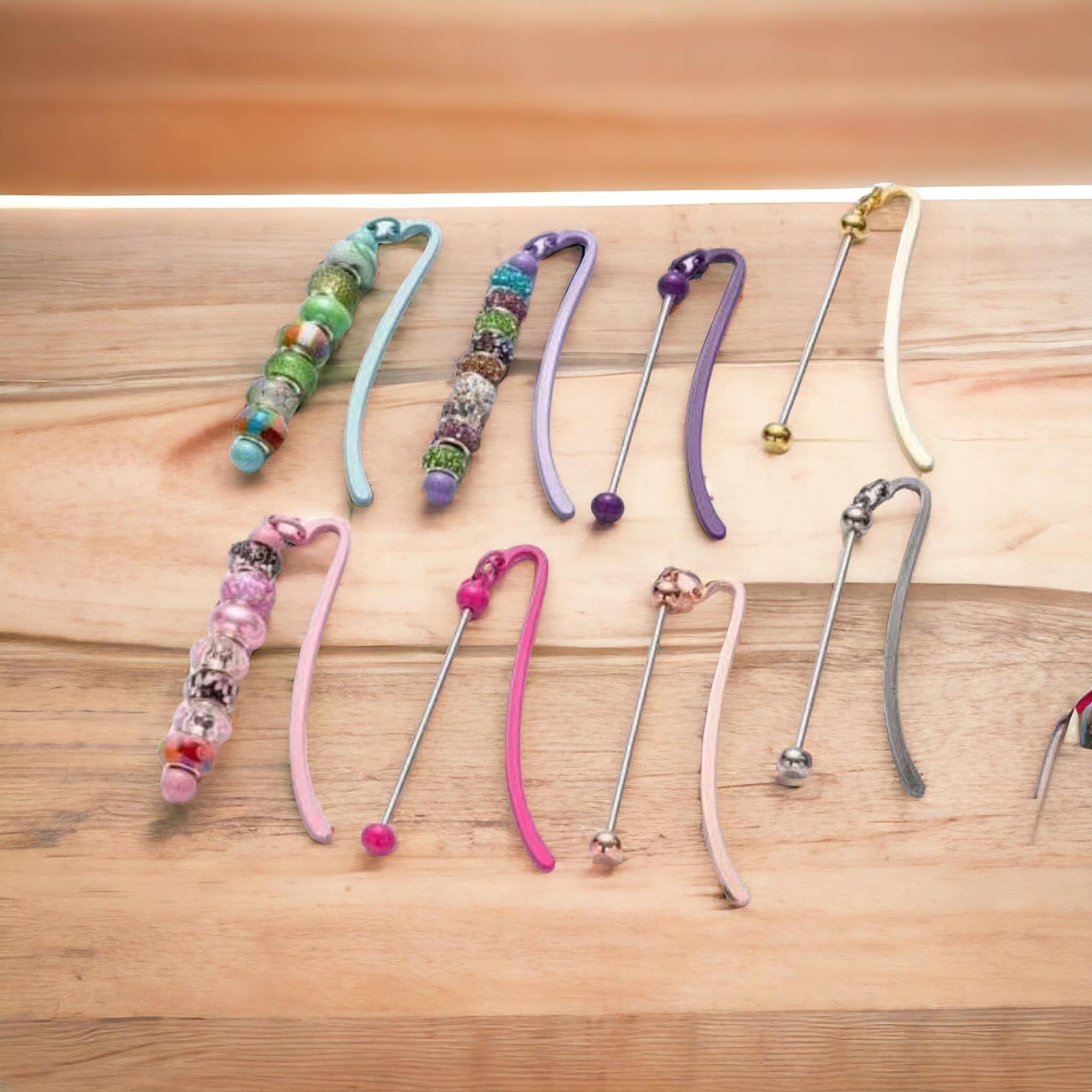 Creative Solid Color Beadable Bookmarks Metal DIY for Beadable Bar-2PCS