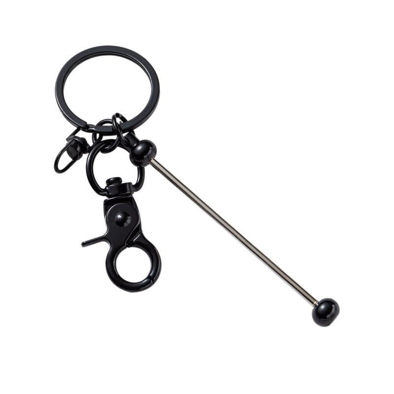 Creative Beadable Bar Keychains Handmade Metal Solid Color Keychain-2PCS