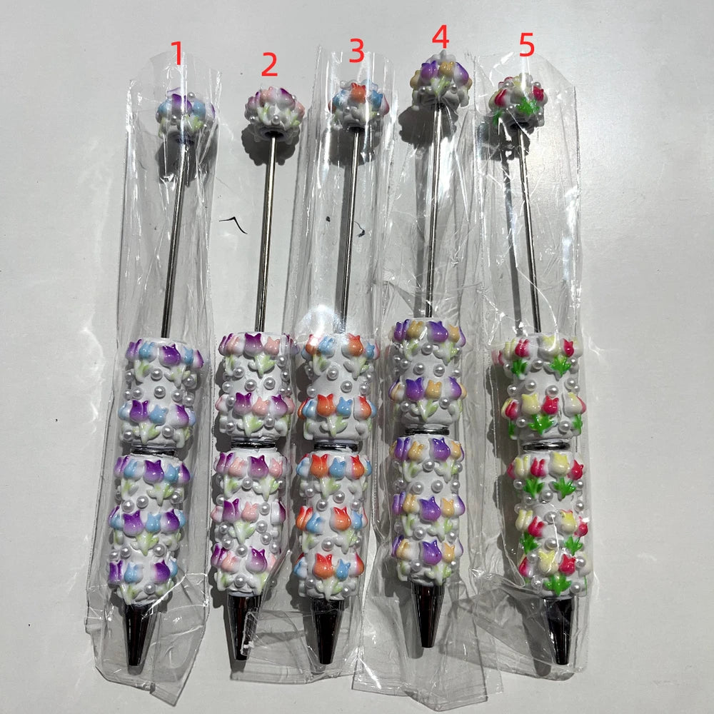 Flowers Pearls Beadable Clay Pens