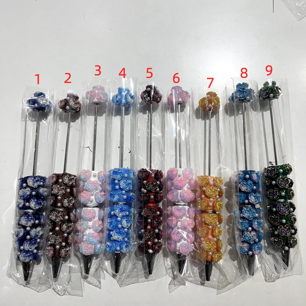 Heart Flowers Pearls Beadable Clay Pens