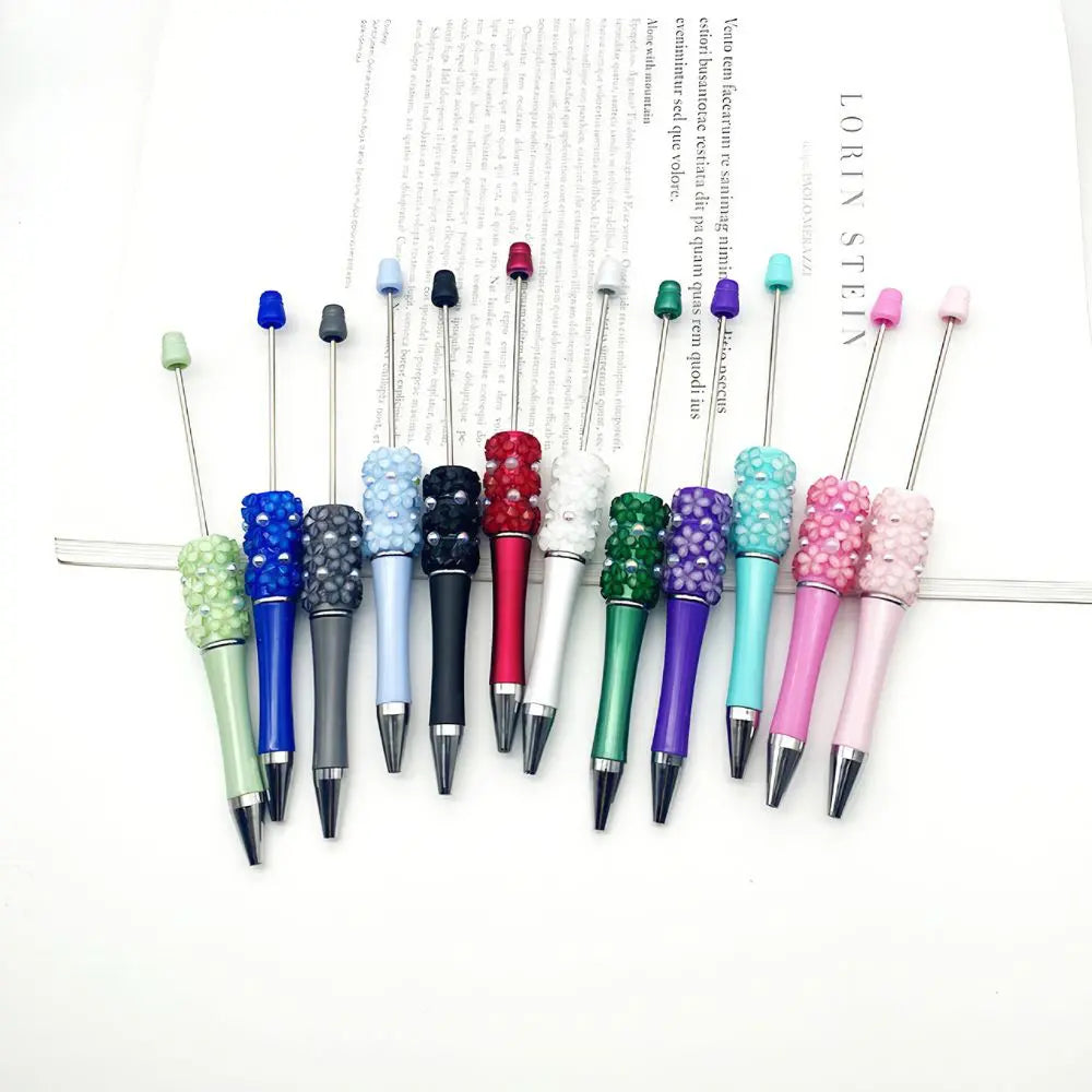 Wholesale Beaded Pens in Solid Colors with Acrylic Flower and Pearls