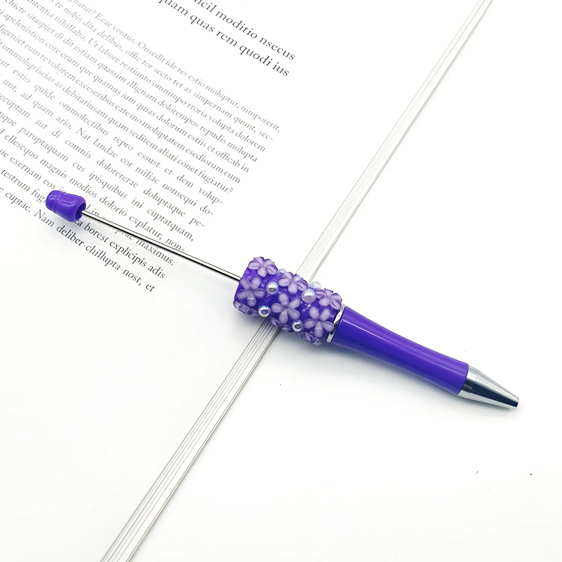 Wholesale Beaded Pens in Solid Colors with Acrylic Flower and Pearls