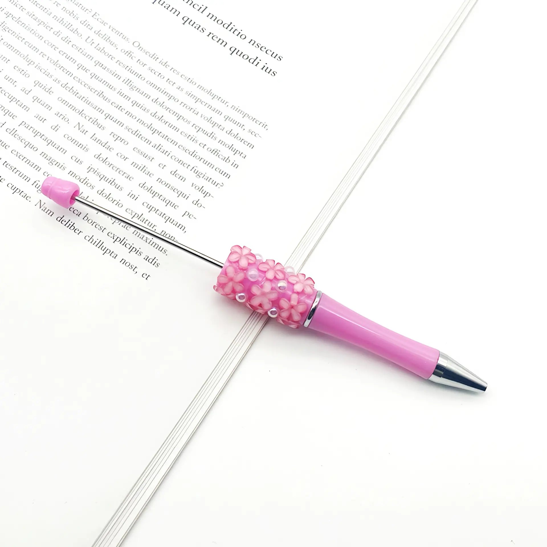 Wholesale Beaded Pens in Solid Colors with Acrylic Flower and Pearls