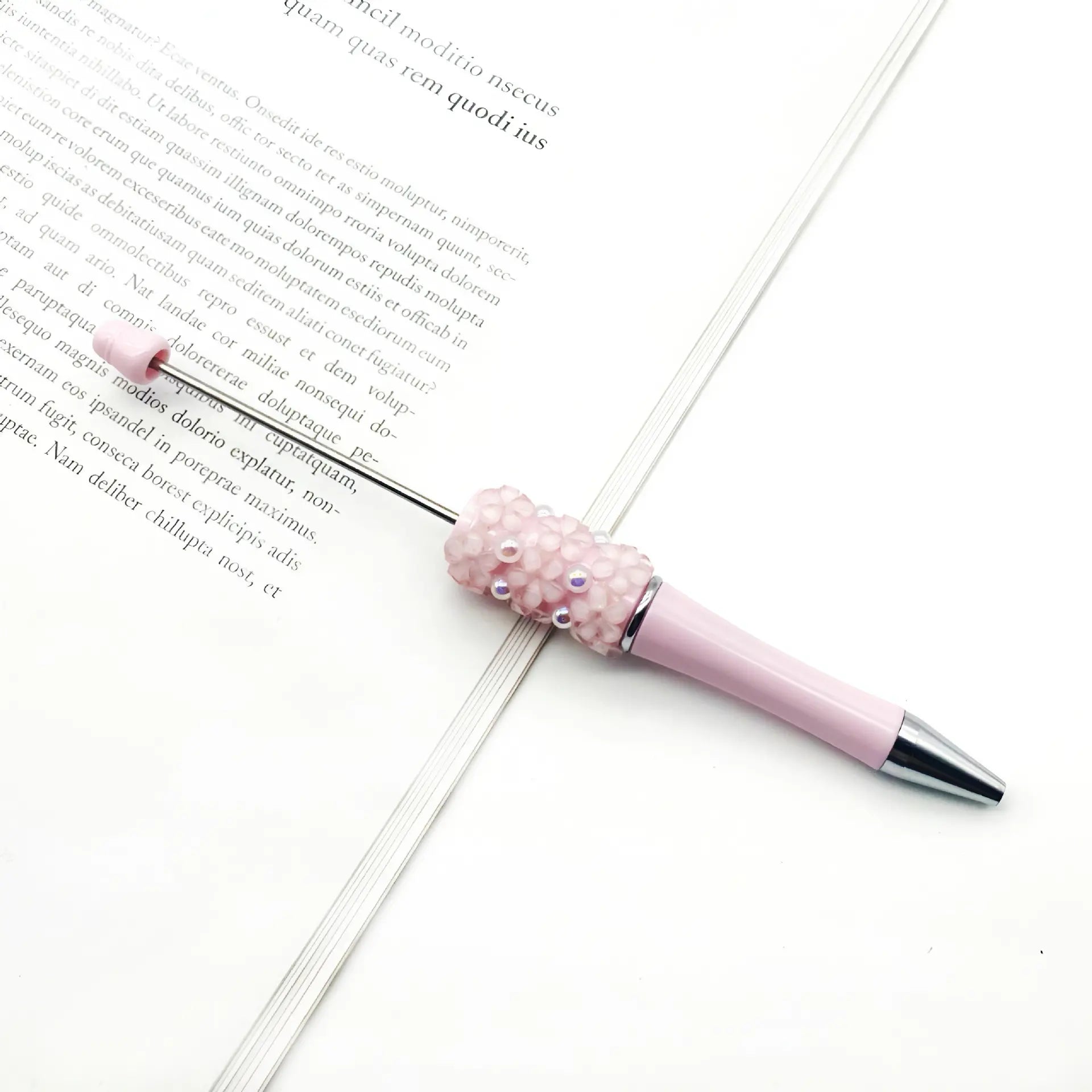 Wholesale Beaded Pens in Solid Colors with Acrylic Flower and Pearls