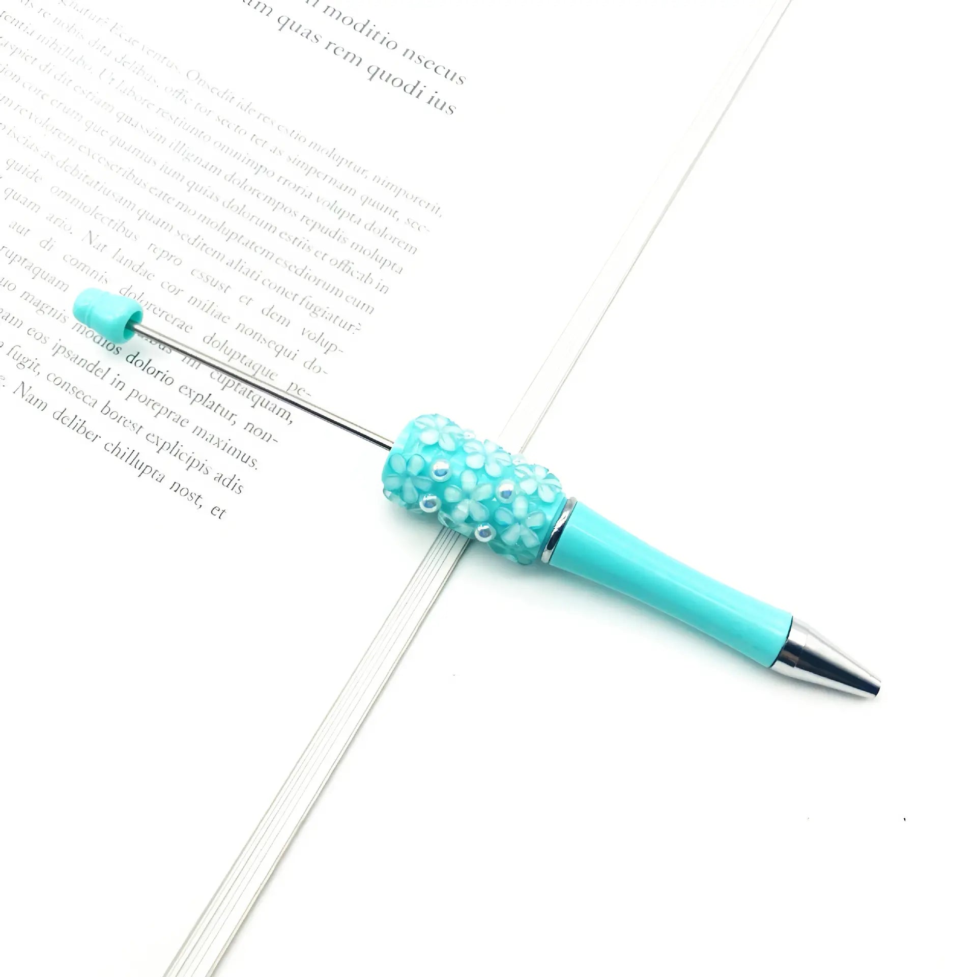 Wholesale Beaded Pens in Solid Colors with Acrylic Flower and Pearls