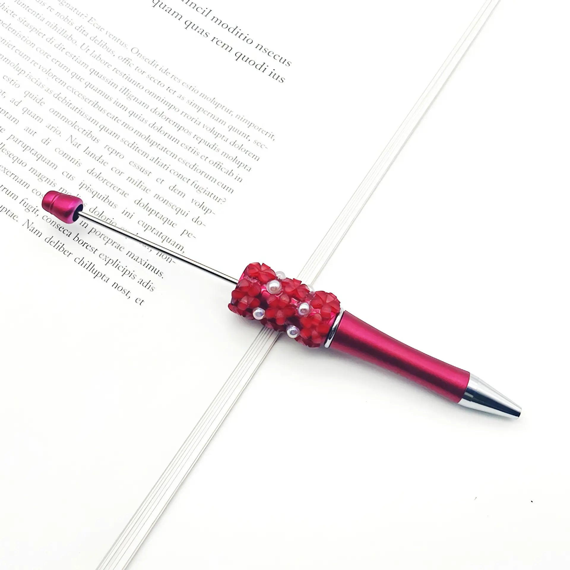 Wholesale Beaded Pens in Solid Colors with Acrylic Flower and Pearls