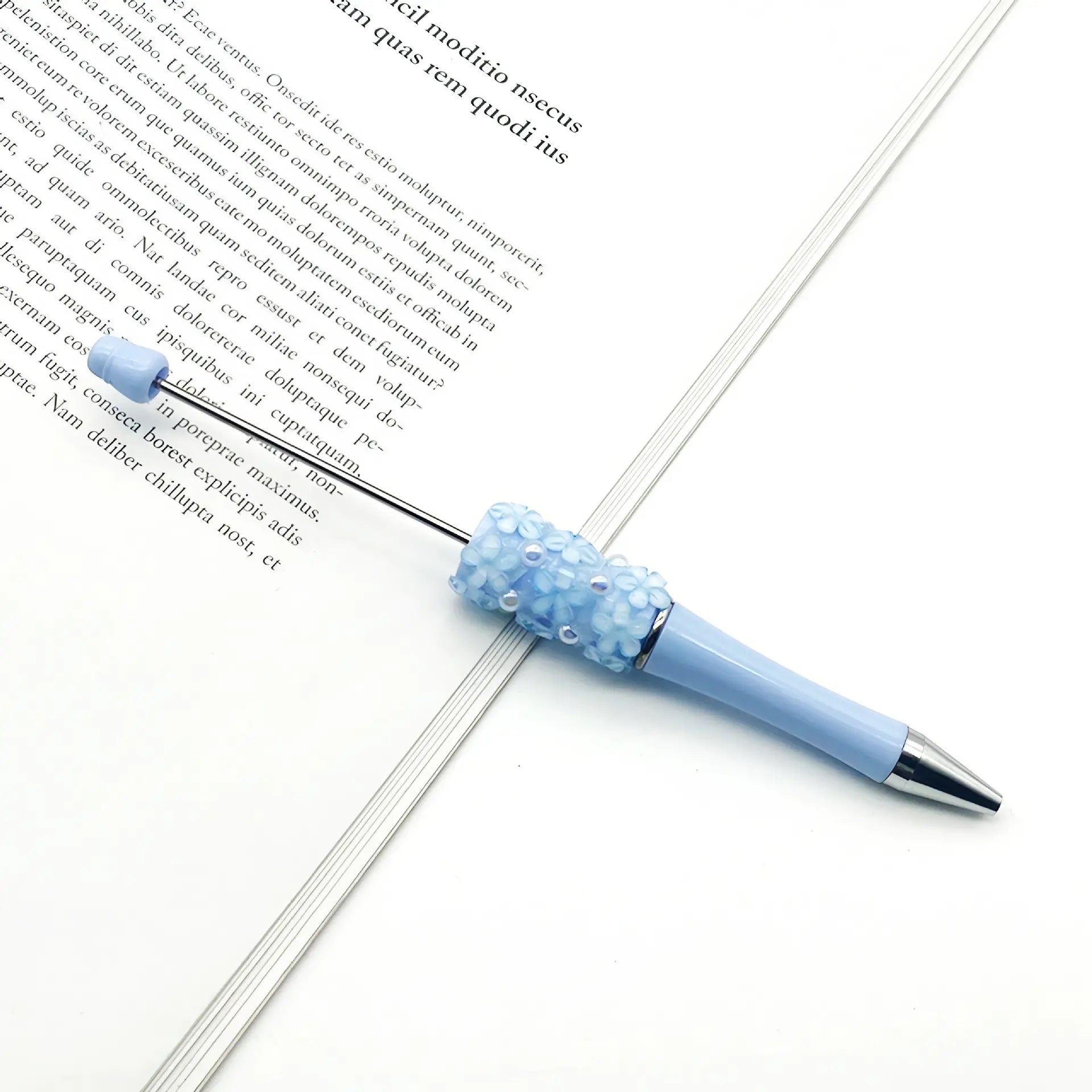 Wholesale Beaded Pens in Solid Colors with Acrylic Flower and Pearls