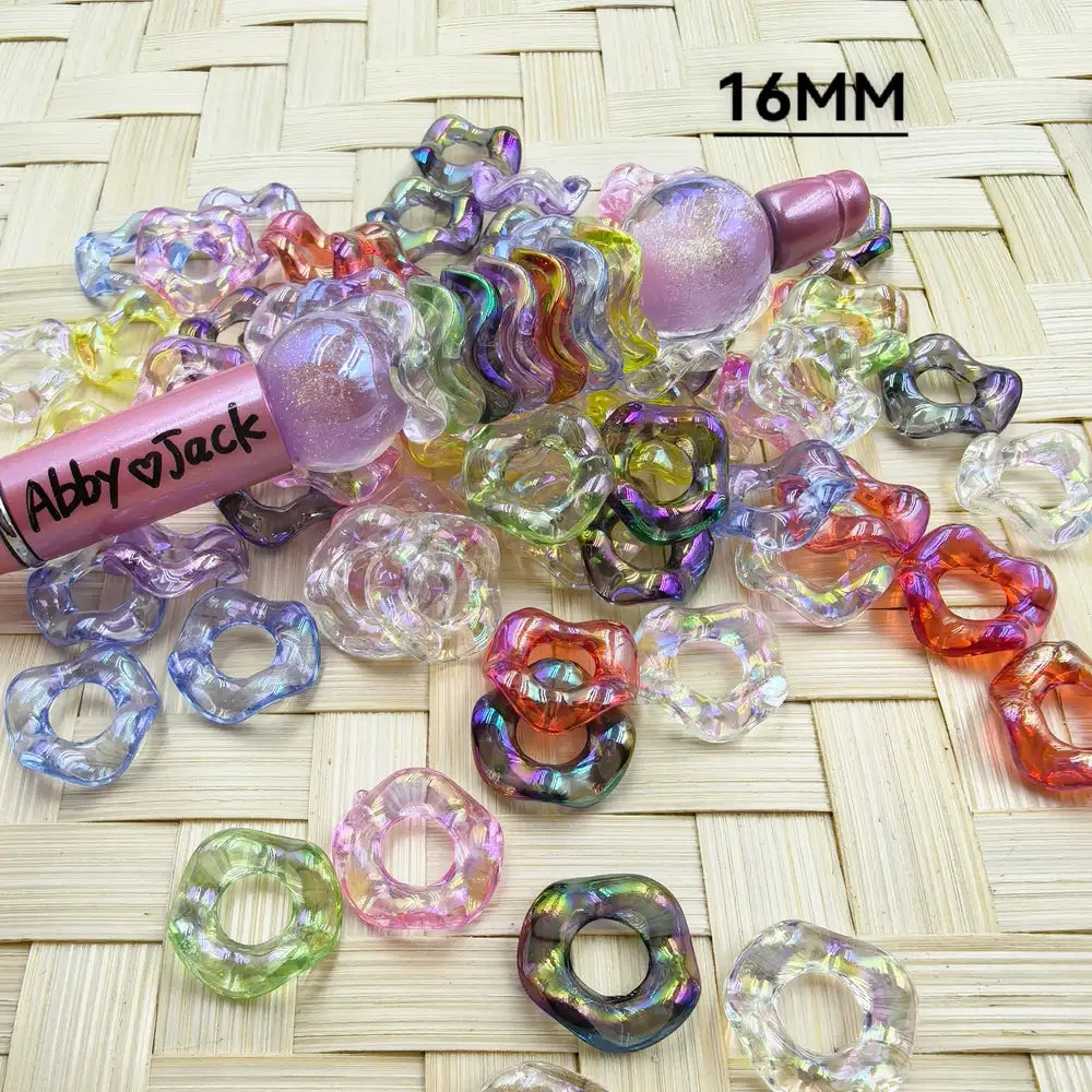 16mm Translucent Large Hole Wavy Shape Acrylic Spacer Beads