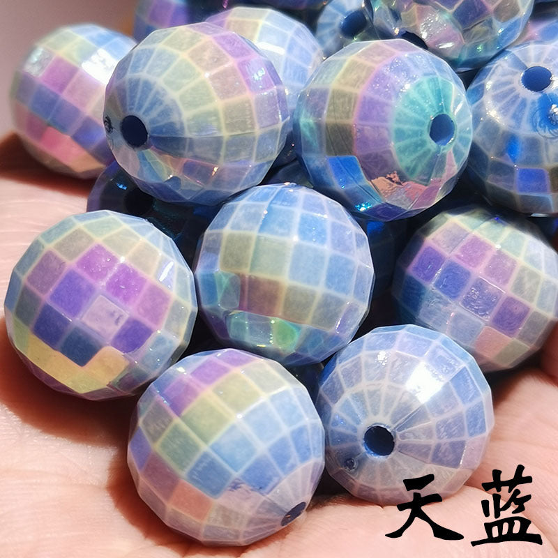 Creative Colorful Plaid Acrylic Beads-50PCS