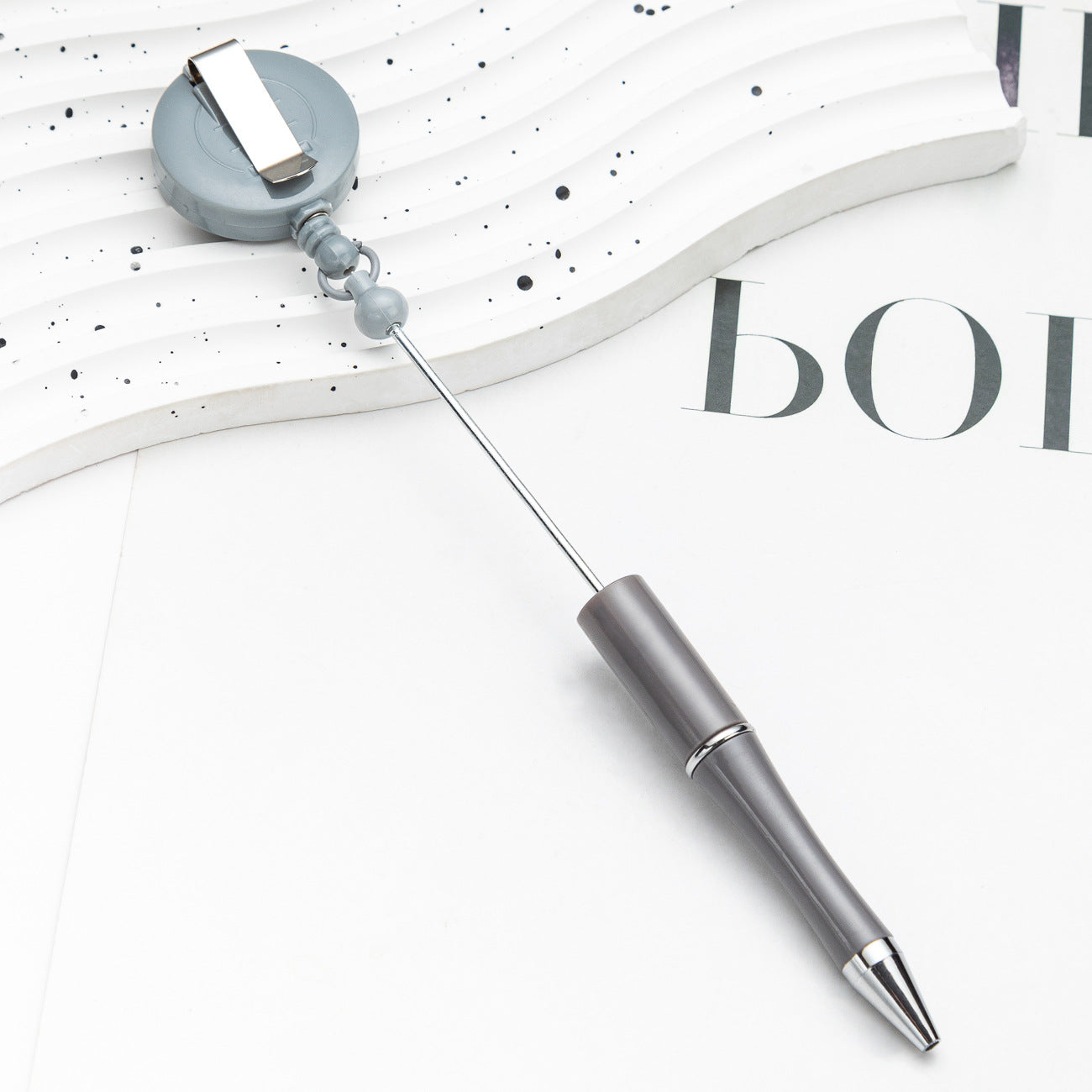 Creative Beadable Pens Retractable Buckle Plastic Easy Pull Buckle Ballpoint Pen-2PCS