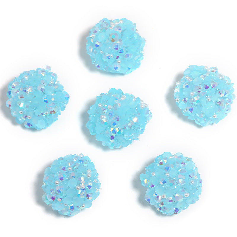 Colored Rhinestone Pearl Through Hole Acrylic Soft Sugar Beads-18MM-10PCS