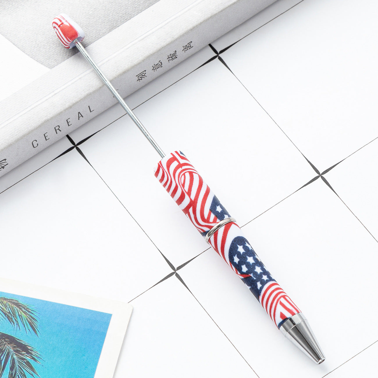 Creative Independence Day Beadable Pens DIY Beadable Plastic Pen-2PCS