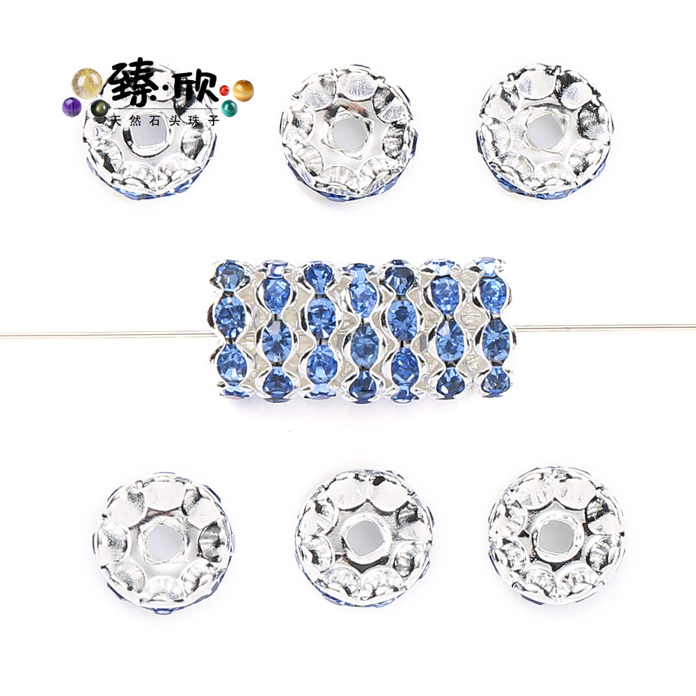 12MM Color Wave Rhinestone Diamond Ring Spacer Bead Spacer Jewelry Accessories Bead-100PCS